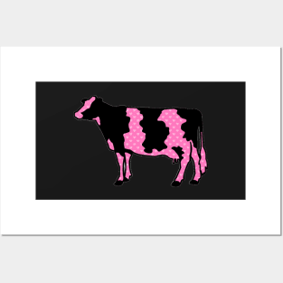 Pink Hearts Dairy Cow Silhouette  - NOT FOR RESALE WITHOUT PERMISSION Posters and Art